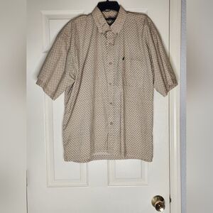 Bert Pulitzer XL Beige Plaid Shrtslv Pocket Logo 100% Cotton ButtonsUp Men Shirt
